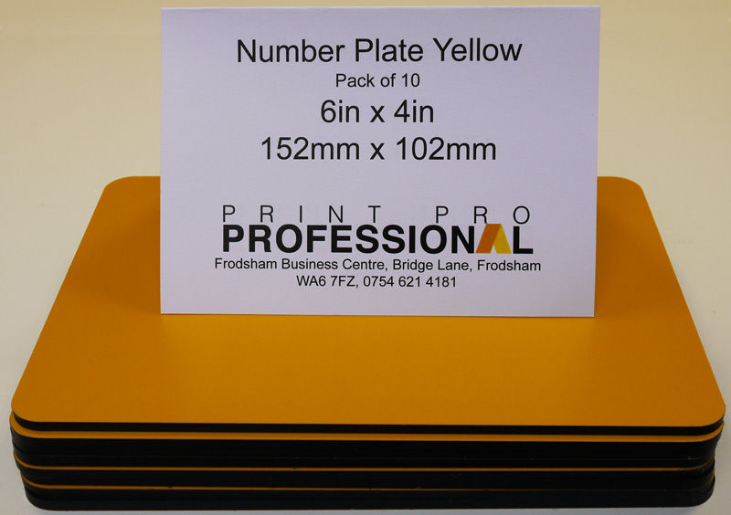 Yellow Reflective Number Plate ABS 6in x 4in / 152mm x 102mm