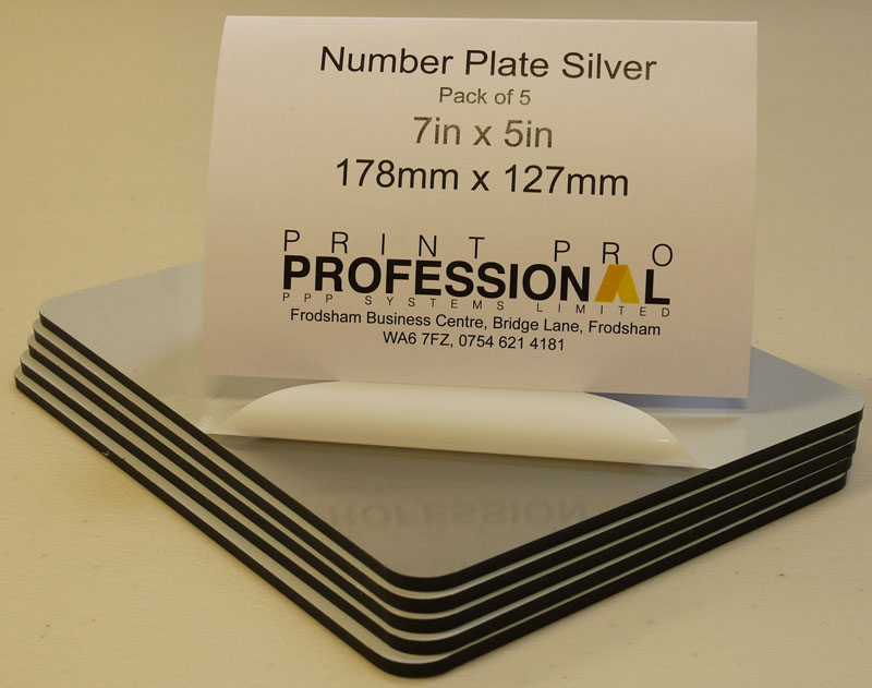 Silver Number Plate ABS 7in x 5in / 178mm x 127mm