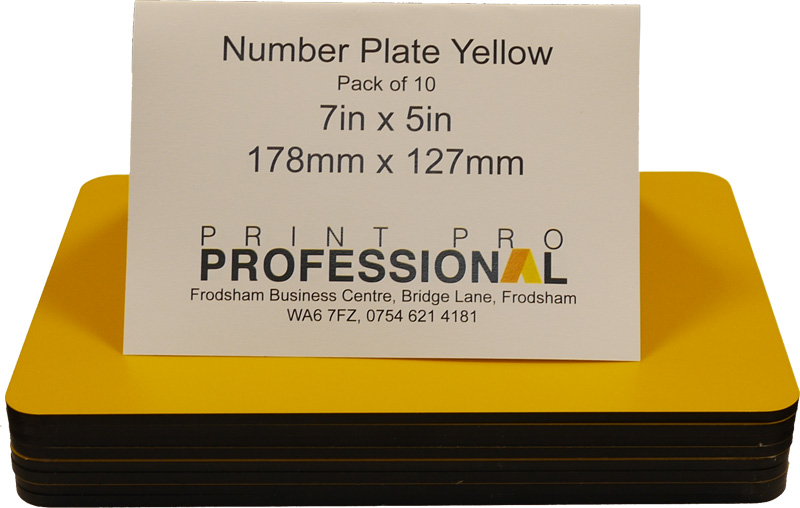 Yellow Reflective Number Plate ABS 7in x 5in / 178mm x 127mm