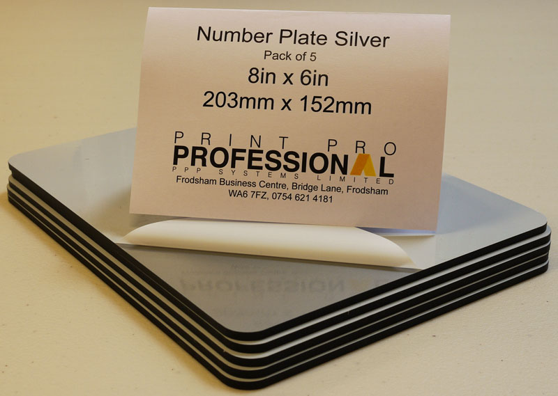 Silver Number Plate ABS 8in x 6in / 203mm x 152mm
