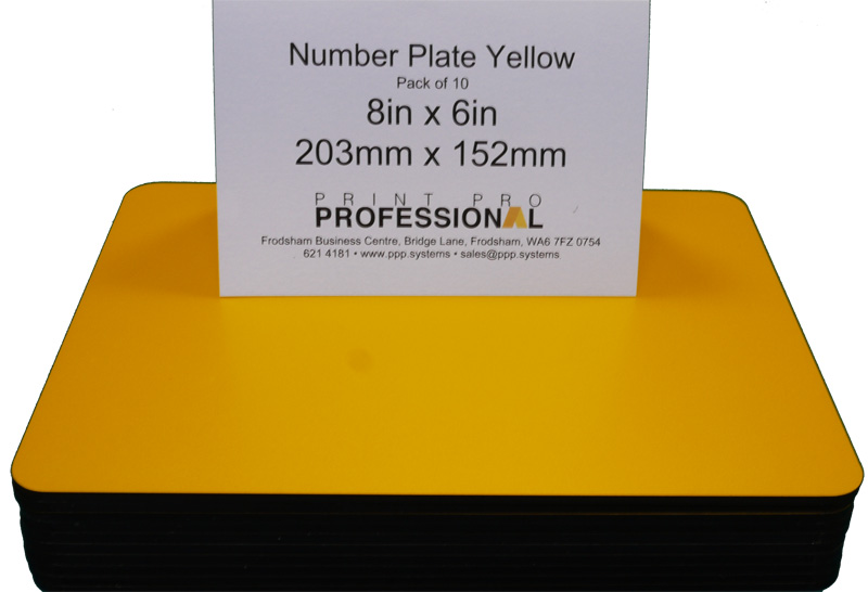 Yellow Reflective Number Plate ABS 8in x 6in / 203mm x 152mm