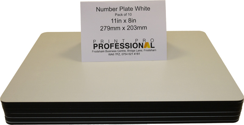 White Reflective Number Plate ABS 11in x 8in / 279mm x 203mm