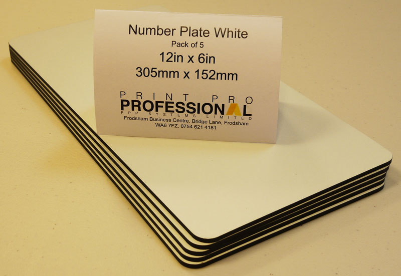 White Reflective Number Plate ABS 12in x 6in / 305mm x 152mm