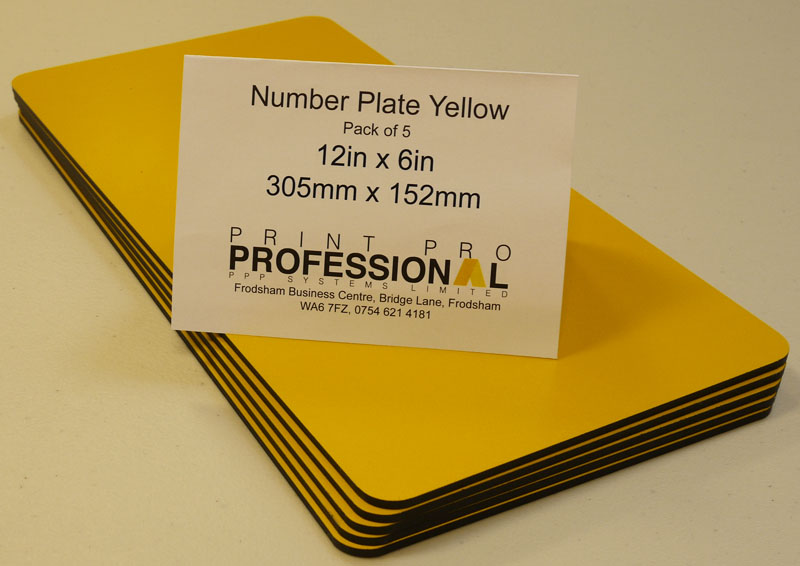 Yellow Reflective Number Plate ABS 12in x 6in / 305mm x 152mm