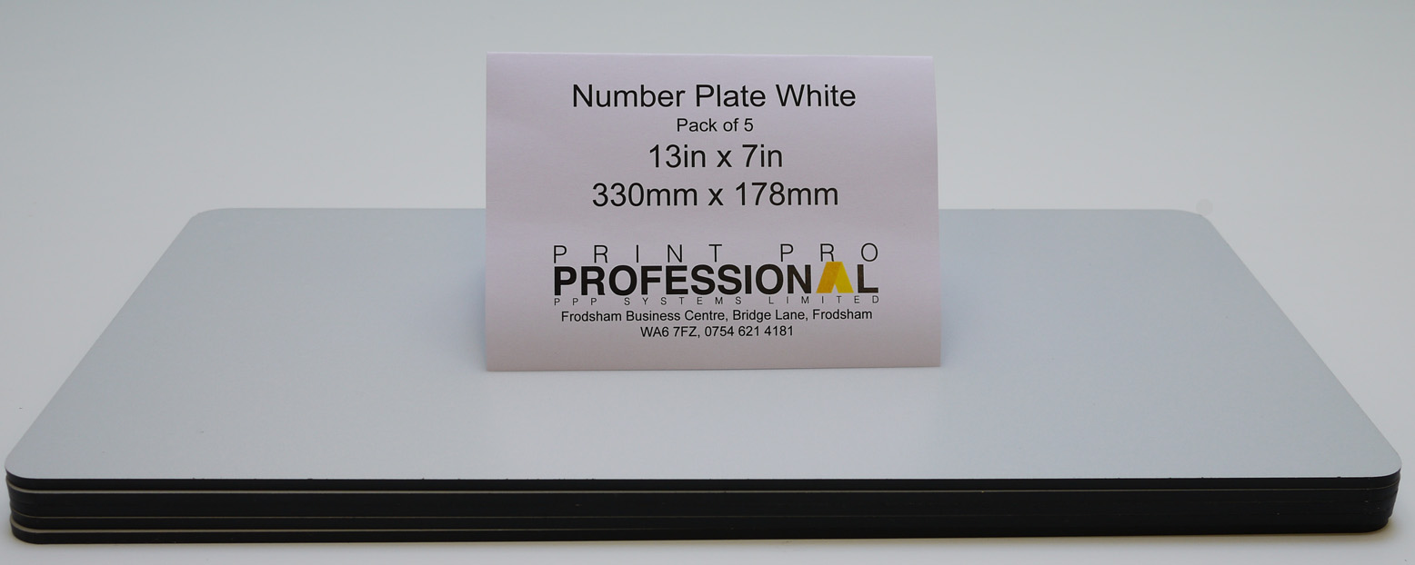 White Reflective Number Plate ABS 13in x 7in / 330mm x 178mm