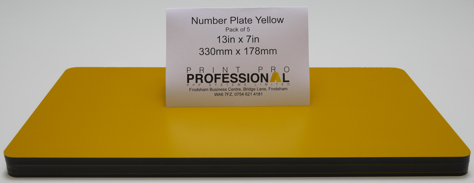 Yellow Reflective Number Plate ABS 13in x 7in / 330mm x 178mm