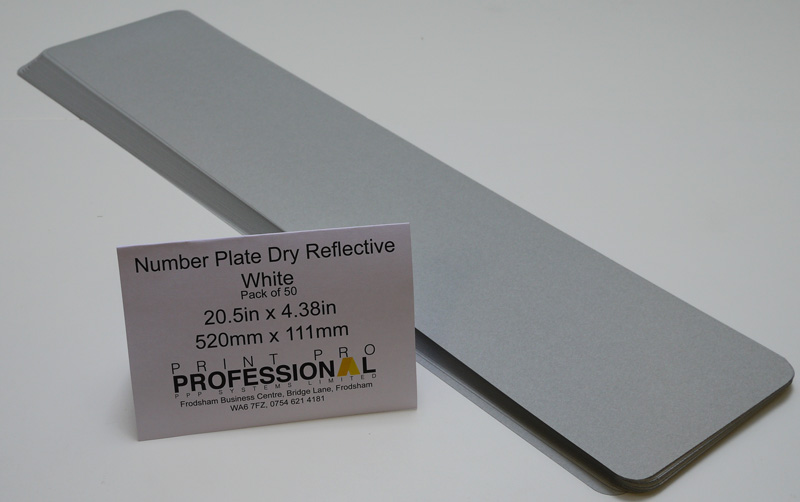White Dry Reflective to match to Number Plate Acrylic Wet 20.5in x 4.37in / 520mm x 111mm