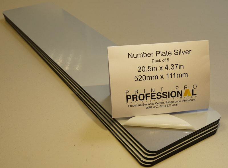 Silver Number Plate ABS 20.5in x 4.37in / 520mm x 111mm