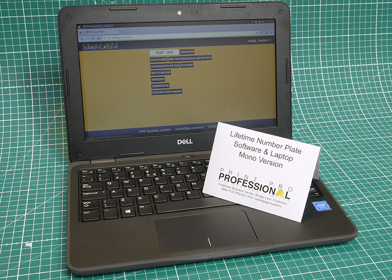 Lifetime UK Number Plate Design Software Mono with Laptop