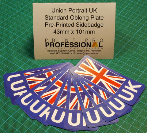 Union Portrait UK pre-printed sidebadge 43mm x 101mm
